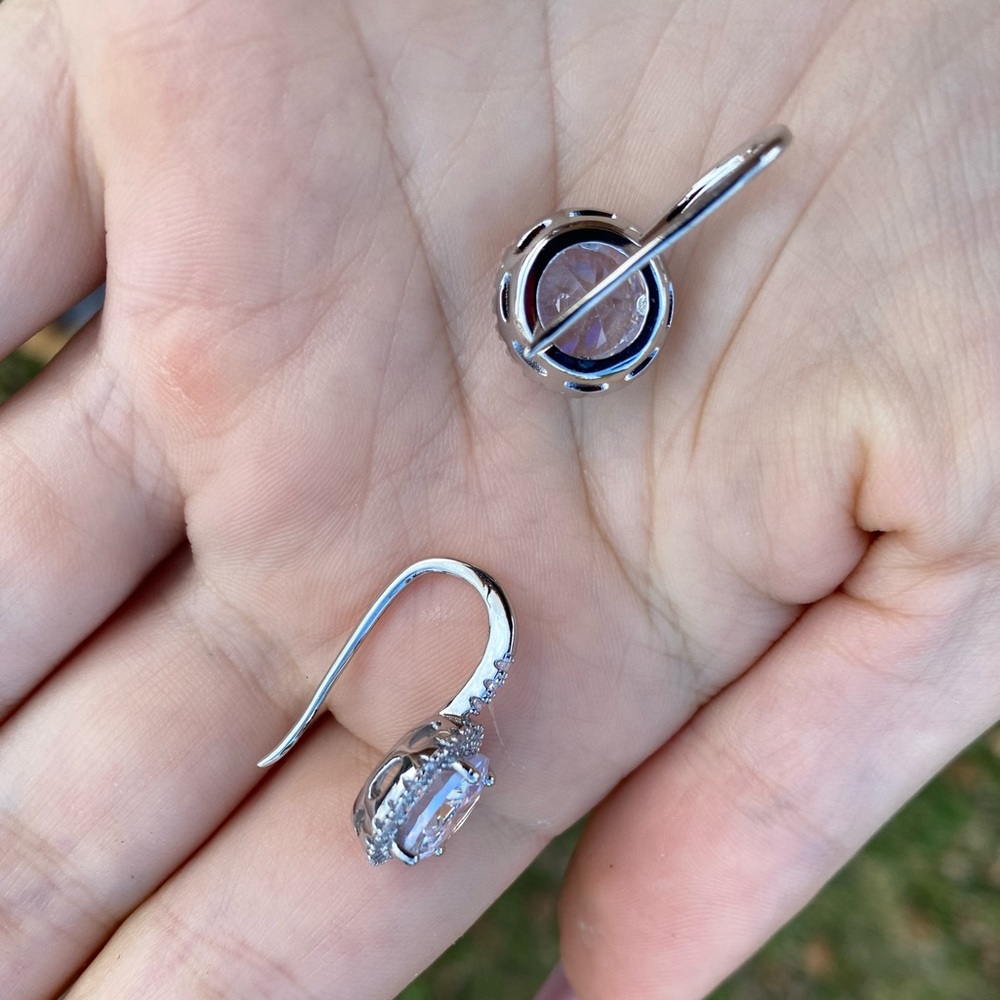 NEW Elegant 925 Silver Drop Earrings Cubic Zircon - Picture 4 of 6